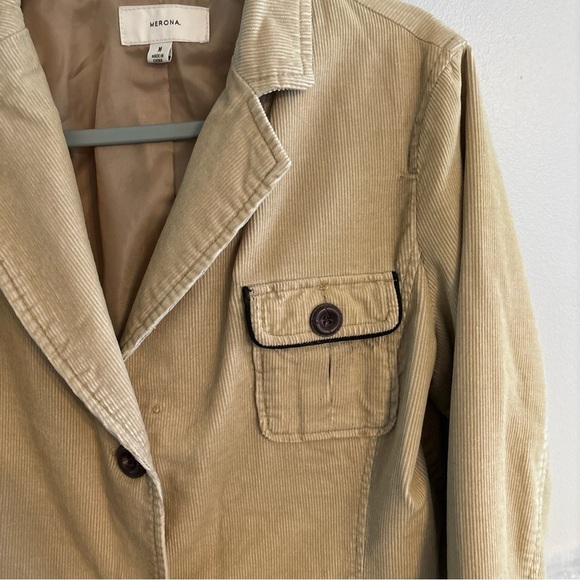 MERONA  LADIES CORDORY CAMEL BLAZER CHOCOLATE BROWN WOOD BUTTONS   SIZE MED VTG - Picture 4 of 16